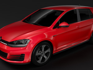 volkswagen golf 7 gtd 5d 2016 Model 3D