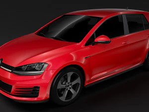 volkswagen golf 7 gtd 5d 2016 3D Model
