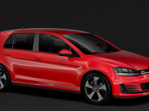 volkswagen golf 7 gtd 5d 2016 3D Модель