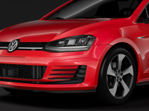 volkswagen golf 7 gtd 5d 2016 3D Модель