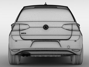 volkswagen golf 7 gtd 5d 2016 3D Модель