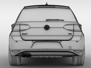 volkswagen golf 7 tdi 5d 2016 Modelo 3D