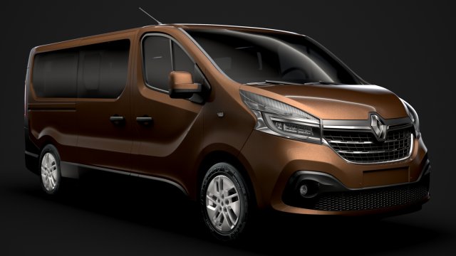 renault trafic minibus lwb 2019 Modèle 3D .c4d .max .obj .3ds .fbx .stl .blend 