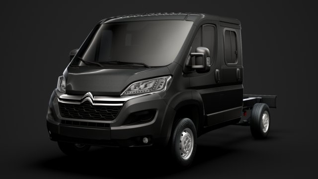 citroen jumper relay chassis truck crew cab 3450 wb 2019 3D Model .c4d .max .obj .3ds .fbx .stl .blend 