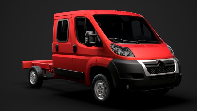citroen jumper relay chassis truck crew cab 3450 wb 2014 Modello 3D .c4d .max .obj .3ds .fbx .stl .blend 