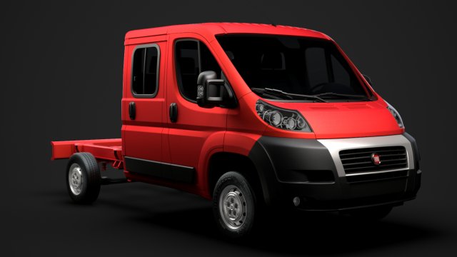 fiat ducato chassis truck crew cab 3450 wb 2014 Model 3D .c4d .max .obj .3ds .fbx .stl .blend 