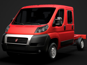 fiat ducato chassis truck crew cab 3450 wb 2014 Model 3D