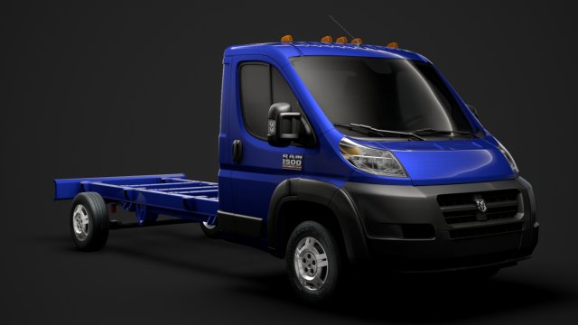 ram promaster cargo chassis truck single cab 4300 wb 2019 3D Модель .c4d .max .obj .3ds .fbx .stl .blend 