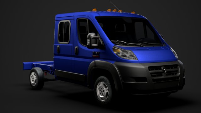 ram promaster cargo chassis truck crew cab 3450 wb 2019 Model 3D .c4d .max .obj .3ds .fbx .stl .blend 