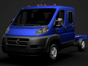 ram promaster cargo chassis truck crew cab 3450 wb 2019 3D Model