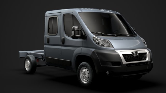 peugeot boxer manager chassis truck crew cab 3450 wb 2014 3D Model .c4d .max .obj .3ds .fbx .stl .blend 