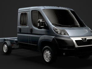 peugeot boxer manager chassis truck crew cab 3450 wb 2014 3D Model