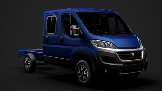 fiat ducato chassis truck crew cab 3450 wb 2019 3D Model .c4d .max .obj .3ds .fbx .stl .blend 