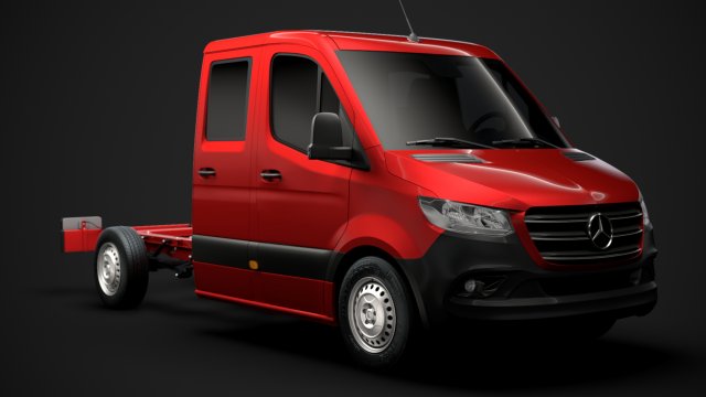 mercedes sprinter chassis crew cab l2 rwd 2019 3D 모델 .c4d .max .obj .3ds .fbx .stl .blend 