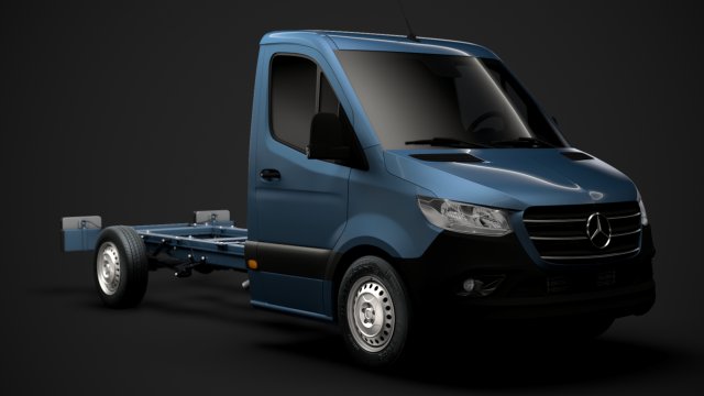 mercedes sprinter chassis single cab l2 rwd 2019 3D Model .c4d .max .obj .3ds .fbx .stl .blend 