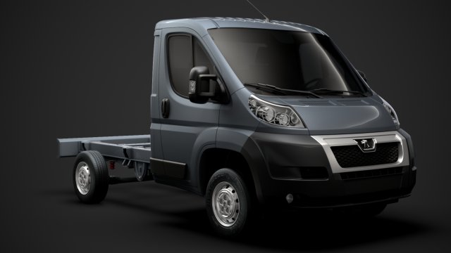 peugeot boxer manager chassis truck single cab 3000wb 2014 Model 3D .c4d .max .obj .3ds .fbx .stl .blend 