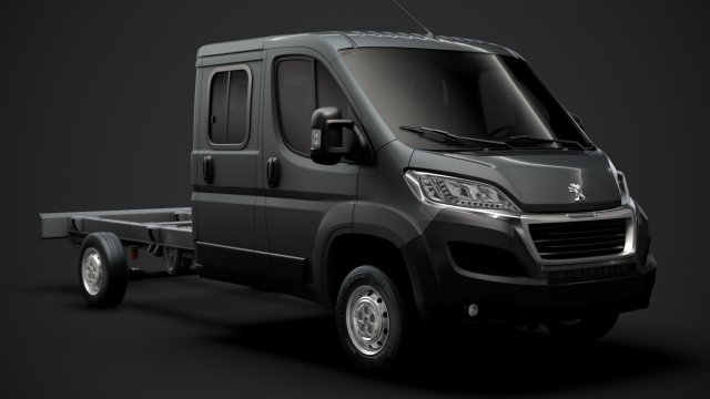 peugeot boxer manager chassis truck crew cab 4035xl wb 2019 3D Model .c4d .max .obj .3ds .fbx .stl .blend 