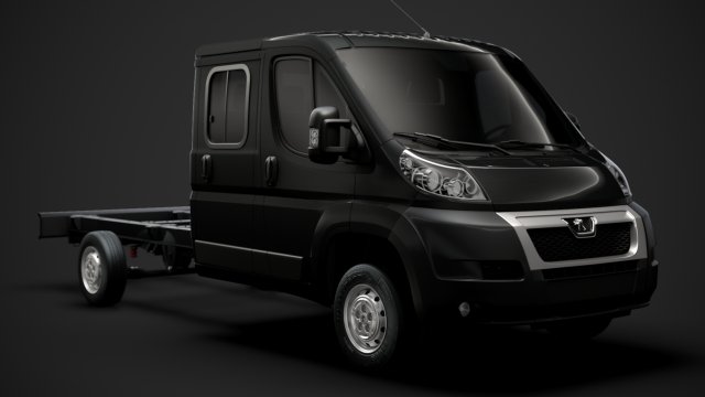 peugeot boxer manager chassis truck crew cab 4035xl wb 2014 3D Model .c4d .max .obj .3ds .fbx .stl .blend 