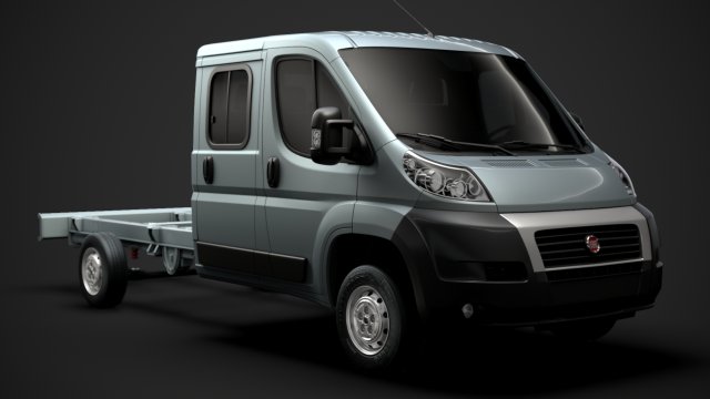 fiat ducato chassis truck crew cab 4035xl wb 2014 3D Model .c4d .max .obj .3ds .fbx .stl .blend 
