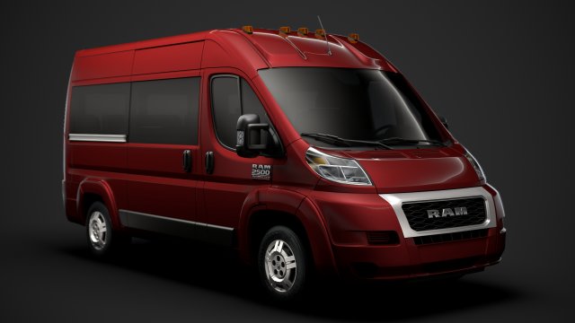 ram promaster window van 2500 hr 136wb 2020 Model 3D .c4d .max .obj .3ds .fbx .stl .blend 