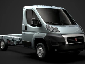 Fiat Ducato chassis vrachtwagen enkele cabine 3450wb 2014 3D Model