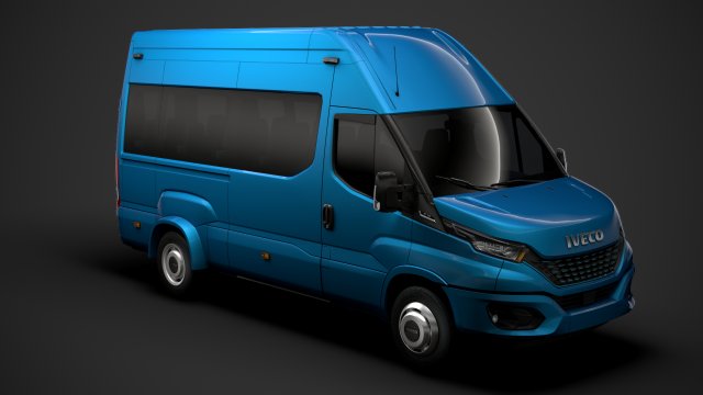 iveco daily blue power minibus l3h3 2020 3D Model .c4d .max .obj .3ds .fbx .stl .blend 