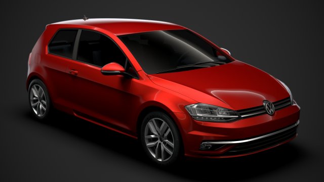 vw golf tdi 3door typ5g 2019 3D Model .c4d .max .obj .3ds .fbx .stl .blend 