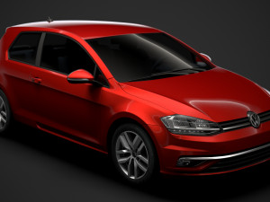 vw golf tdi 3door typ5g 2019 3D Model