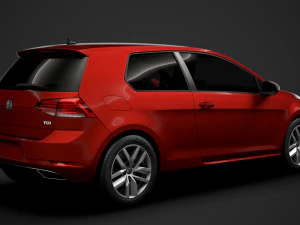 vw golf tdi 3door typ5g 2019 3D Model
