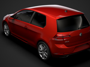 vw golf tdi 3door typ5g 2019 3D Model
