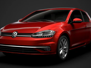 vw golf tdi 3door typ5g 2019 3D Model