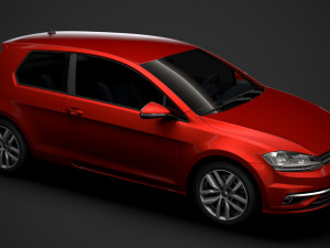 vw golf tdi 3door typ5g 2019 3D Model
