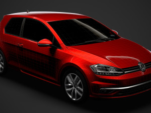 vw golf tdi 3door typ5g 2019 3D Model