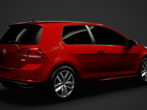 vw golf tdi 3door typ5g 2019 3D Model