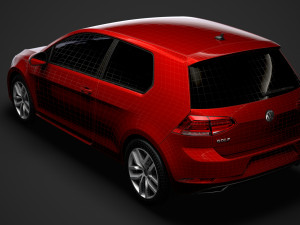 vw golf tdi 3door typ5g 2019 3D Model