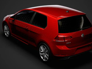 vw golf tdi 3door typ5g 2019 3D Model