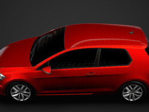 vw golf tdi 3door typ5g 2019 3D Model