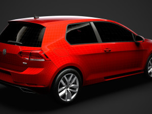 vw golf tdi 3door typ5g 2019 3D Model