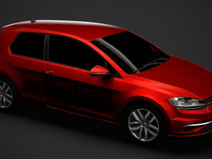 vw golf tdi 3door typ5g 2019 3D Model