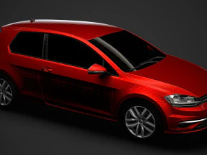 vw golf tdi 3door typ5g 2019 3D Model