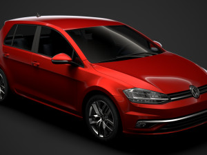 vw golf tdi 5door typ5g 2019 3D Model