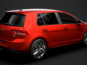 vw golf tdi 5door typ5g 2019 Modelo 3D