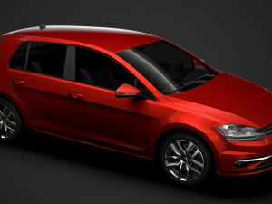 vw golf tdi 5door typ5g 2019 3D Model