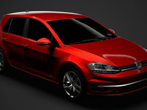 vw golf tdi 5door typ5g 2019 3D Model