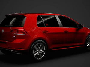vw golf tdi 5door typ5g 2019 3D Model