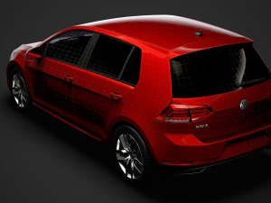 vw golf tdi 5door typ5g 2019 3D Model