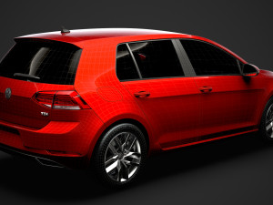 vw golf tdi 5door typ5g 2019 Modelo 3D