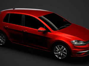 vw golf tdi 5door typ5g 2019 3D Model