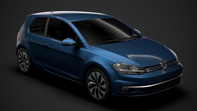 vw golf tgi bluemotion 3door typ5g 2019 3D मॉडल .c4d .max .obj .3ds .fbx .stl .blend 