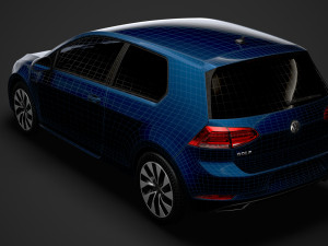 vw golf tgi bluemotion 3door typ5g 2019 3D मॉडल